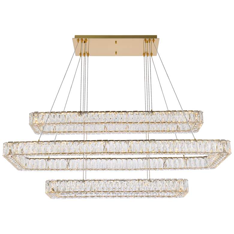 Image 1 Monroe 50" Led Triple Rectangle Pendant In Gold