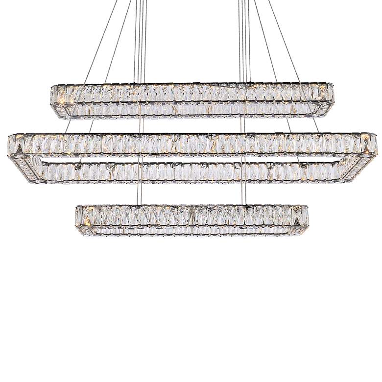 Image 4 Monroe 50" Wide Black Crystal 3-Tier LED Pendant Light more views