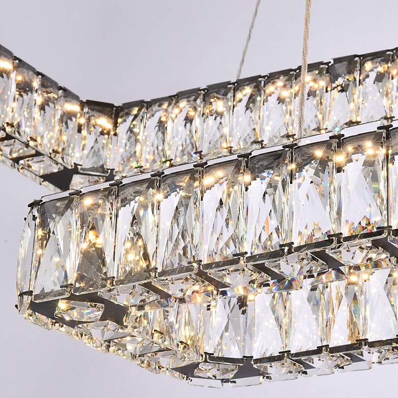 Image 5 Monroe 50" Wide Black Crystal 3-Tier LED Pendant Light more views