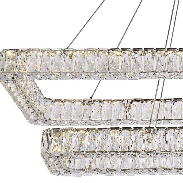 Image 4 Monroe 50" Wide Chrome Crystal LED Rectangular Pendant Light more views