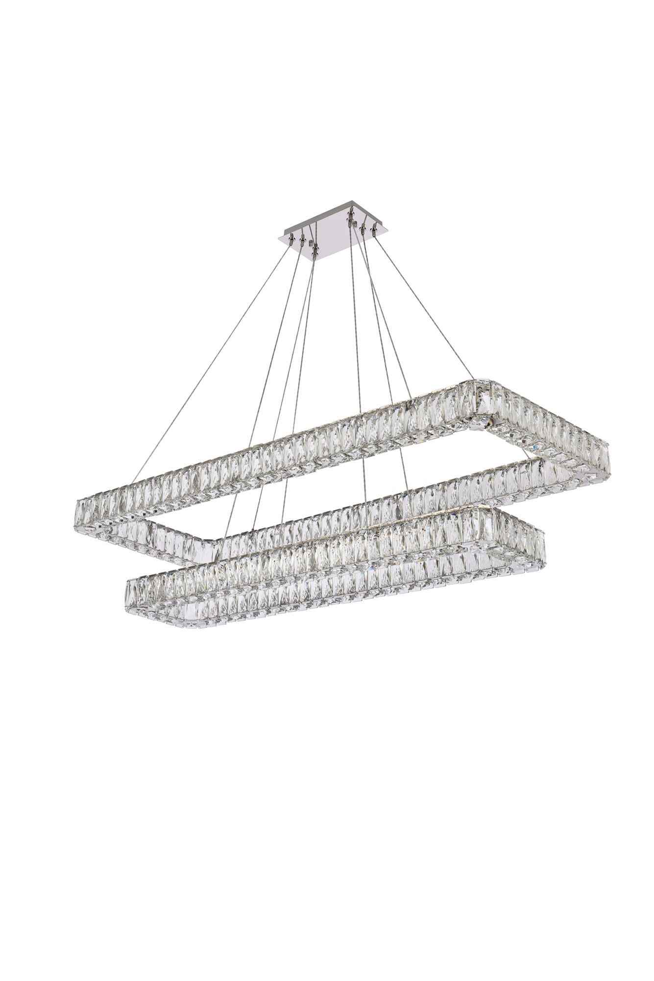 Monroe 50" Wide Chrome Crystal LED Rectangular Pendant Light in scene