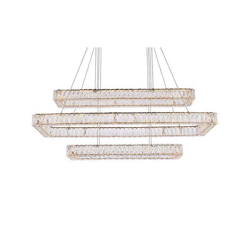 Image 3 Monroe 50" Wide Gold 3-Light LED Tiered Linear Crystal Pendant more views