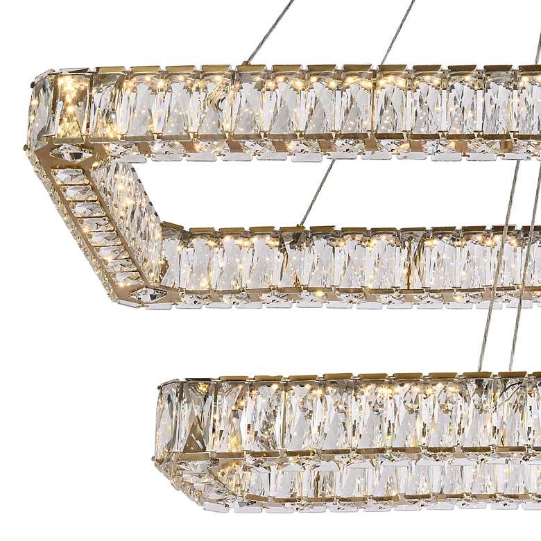 Image 3 Monroe 50" Wide Gold Crystal LED Rectangular Pendant Light more views