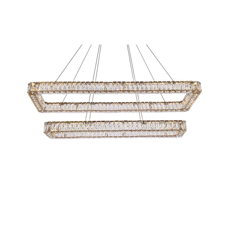 Image 7 Monroe 50" Wide Gold Crystal LED Rectangular Pendant Light more views