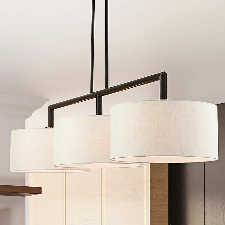 Image 2 Monroe 51" Wide English Bronze 3-Light Linear Chandelier