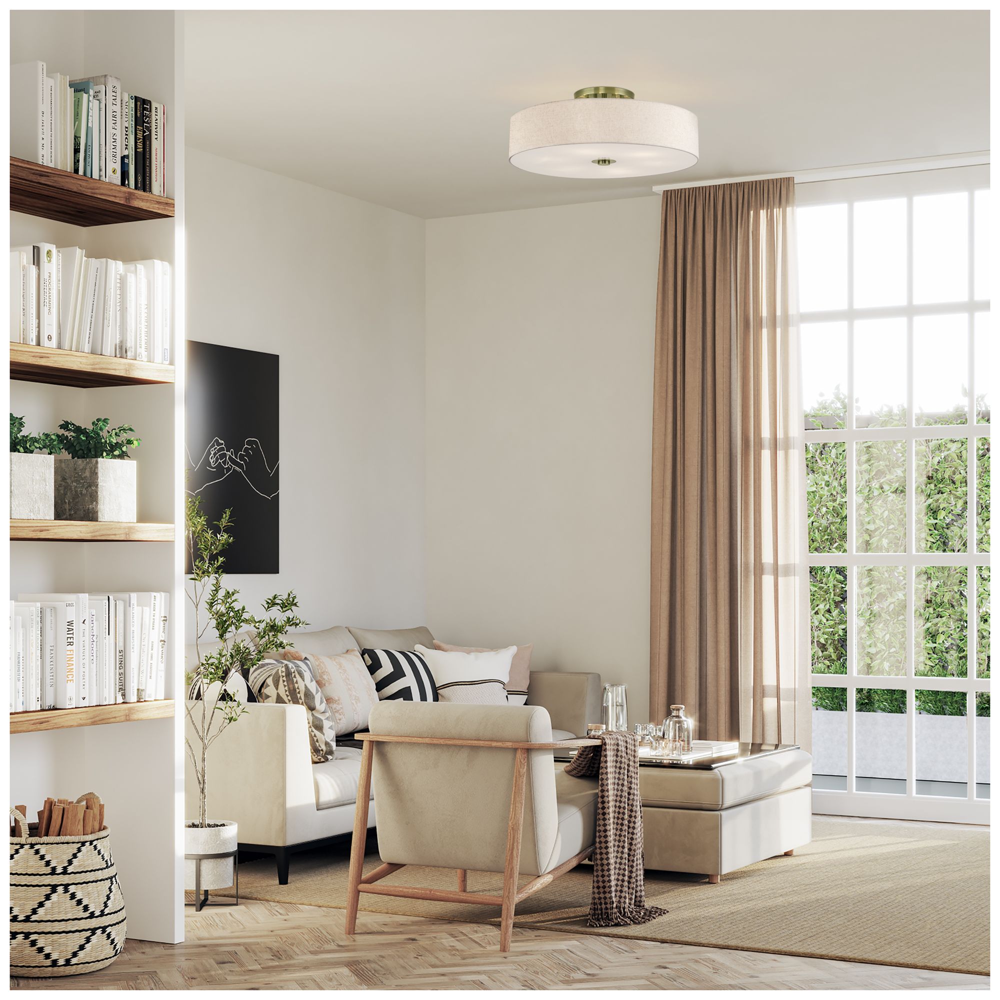 Monroe 6 Light Antique Brass Extra Large Semi-Flush