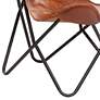 Monroe Brown Leather and Black Iron Butterfly Chair