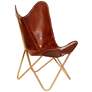 1_Monroe Brown Leather and Gold Iron Butterfly Chair