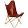 Monroe Brown Leather and Gold Iron Butterfly Chair