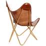 4_Monroe Brown Leather and Gold Iron Butterfly Chair more views