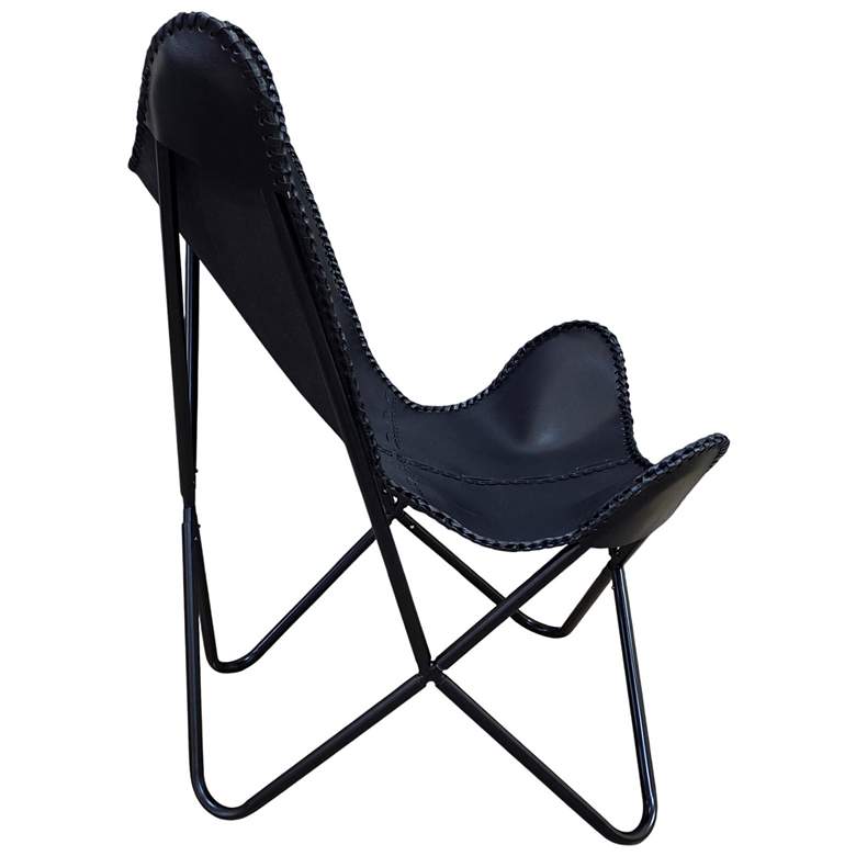 Image 3 Monroe Butterfly Chair - Black Frame - Black Stitched Leather more views