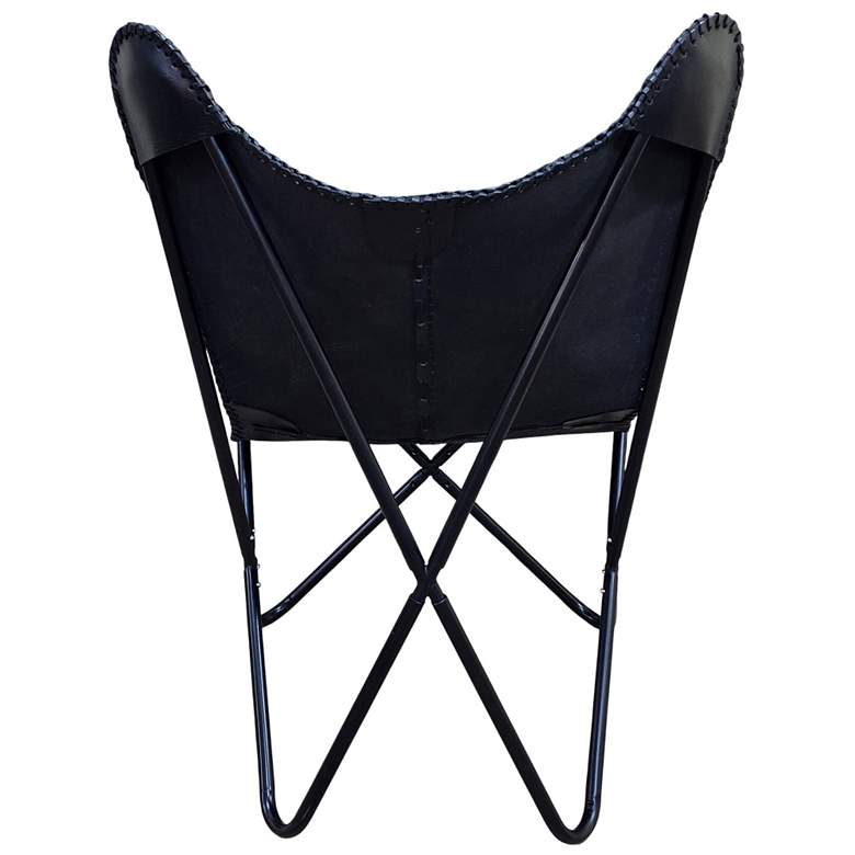 Image 4 Monroe Butterfly Chair - Black Frame - Black Stitched Leather more views