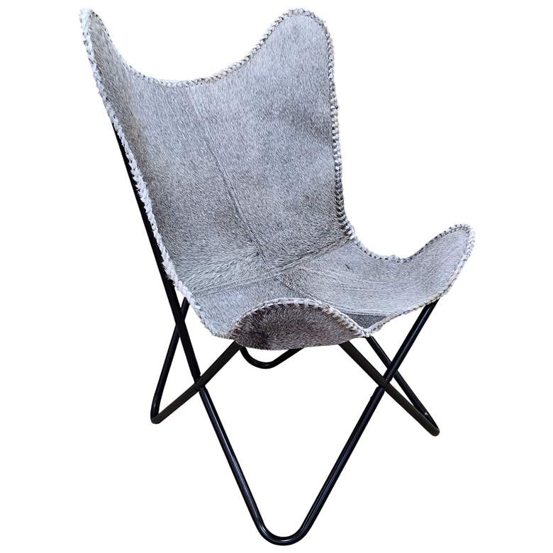 Image 1 Monroe Butterfly Chair - Black Frame - Gray Hair on Hide