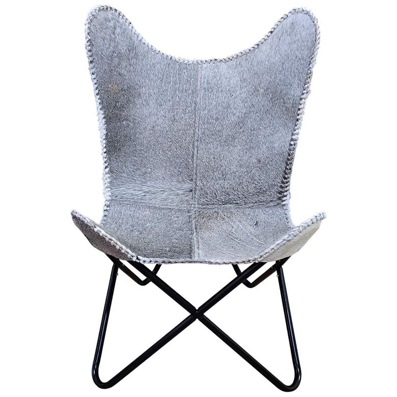 Image 2 Monroe Butterfly Chair - Black Frame - Gray Hair on Hide more views