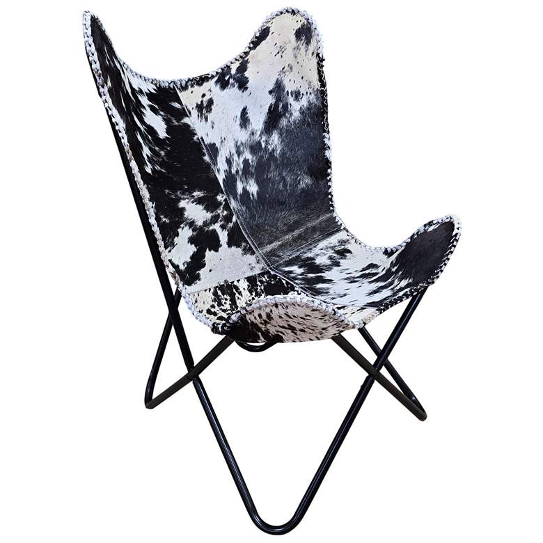 Image 1 Monroe Butterfly Chair - BlackFrame - Black and White Hair on Hide Leather