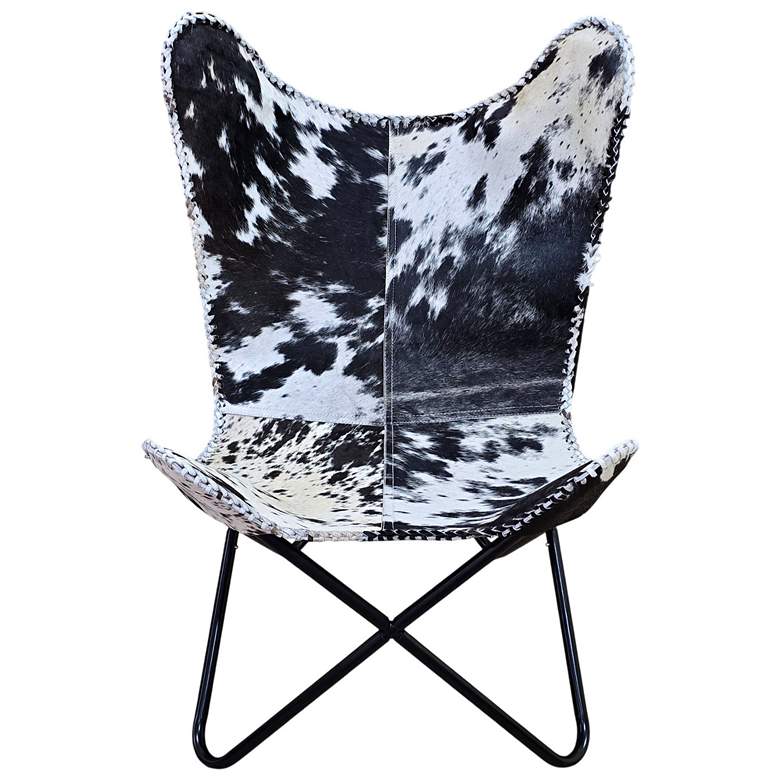 Image 2 Monroe Butterfly Chair - BlackFrame - Black and White Hair on Hide Leather more views