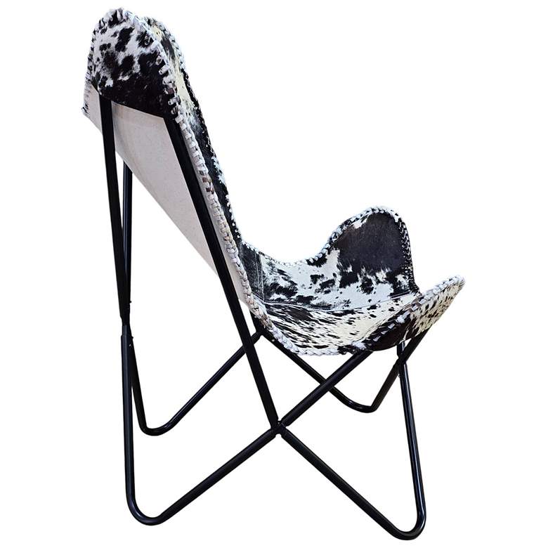 Image 3 Monroe Butterfly Chair - BlackFrame - Black and White Hair on Hide Leather more views