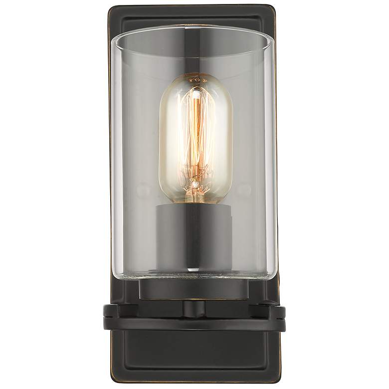 Image 1 Monroe Wall Sconce in Matte Black with Gold Highlights with Clear Glass