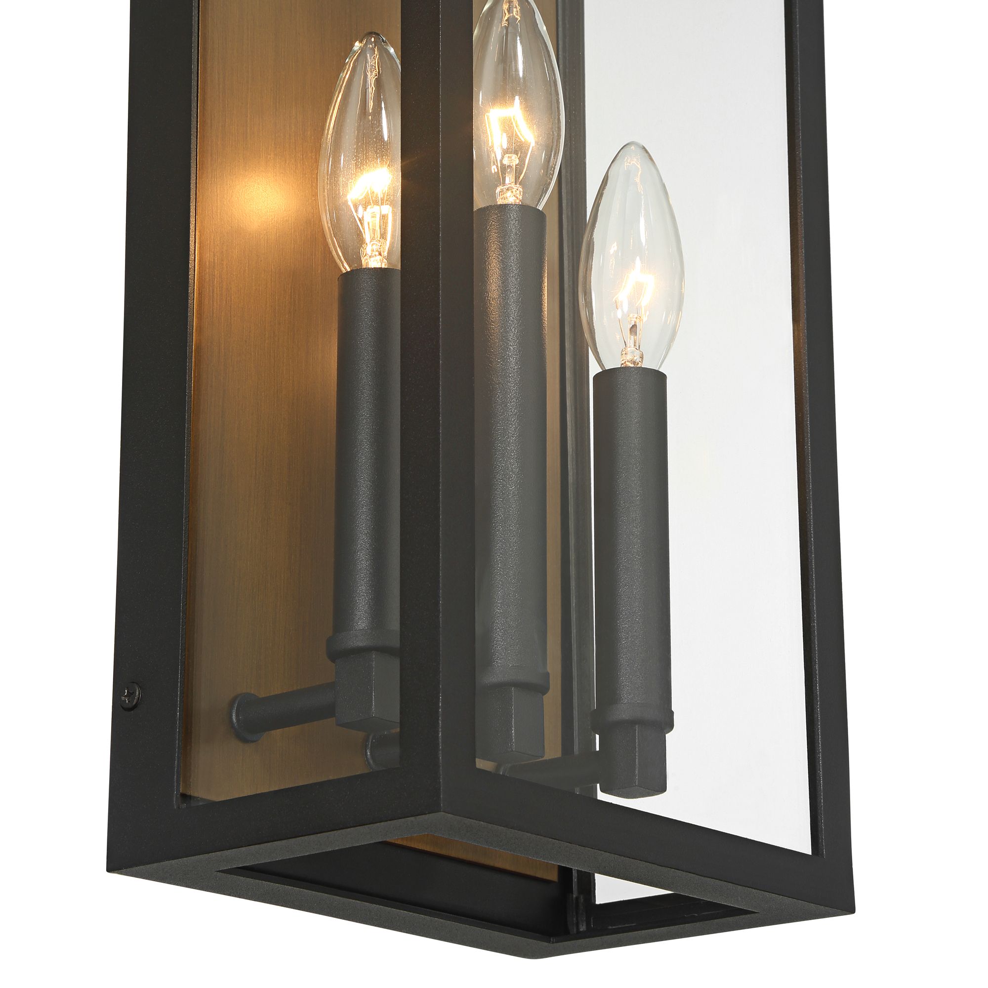 Image 4 Montague 18"H Sand Black and Antique Brass 3-Light Outdoor Wall Light more views