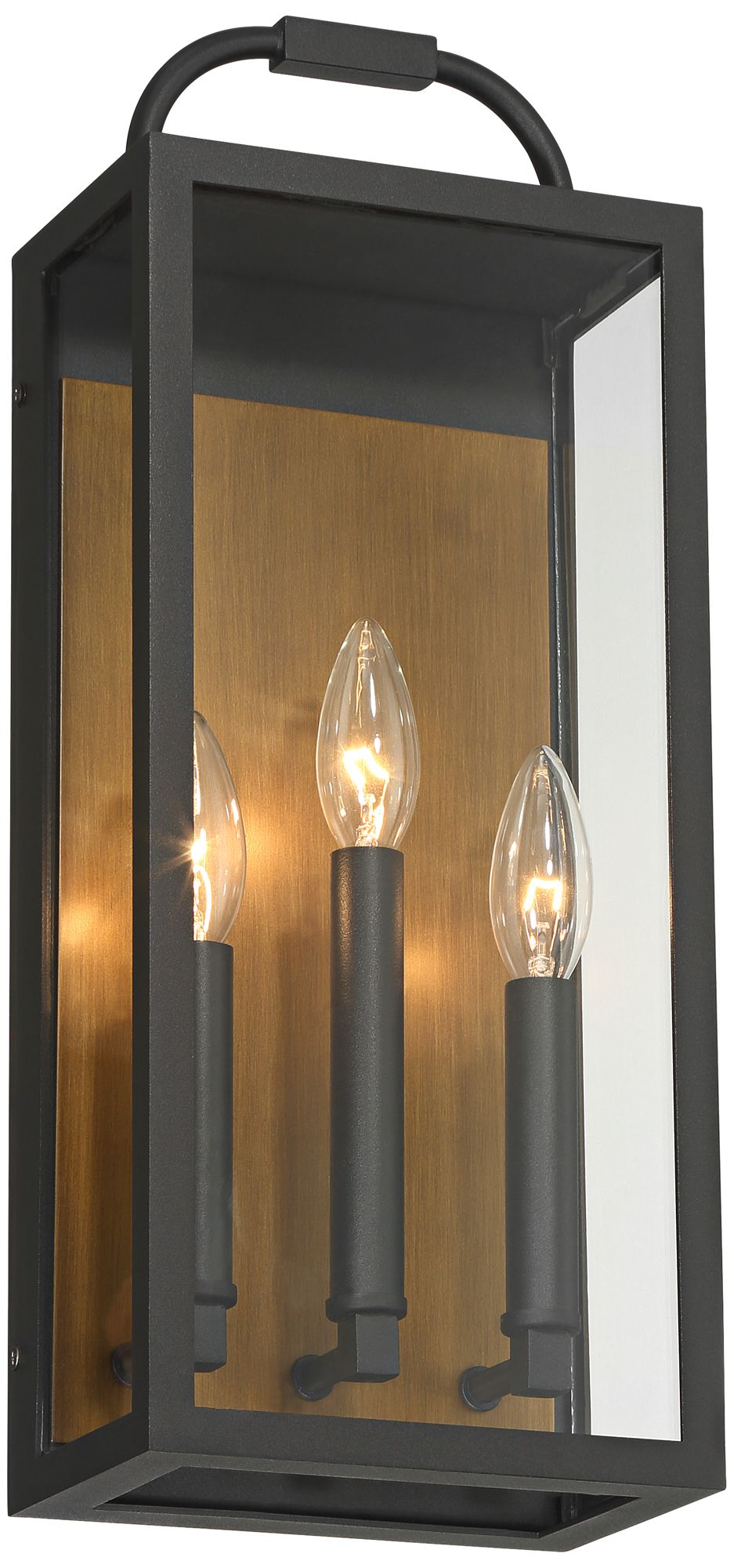 Image 6 Montague 18"H Sand Black and Antique Brass 3-Light Outdoor Wall Light more views