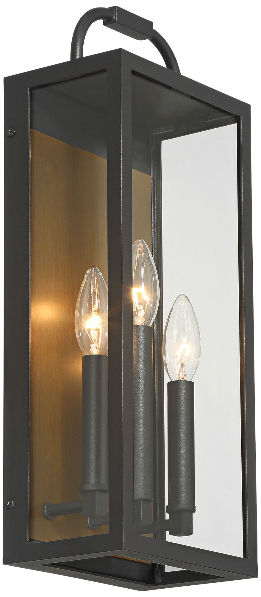 Image 7 Montague 18"H Sand Black and Antique Brass 3-Light Outdoor Wall Light more views