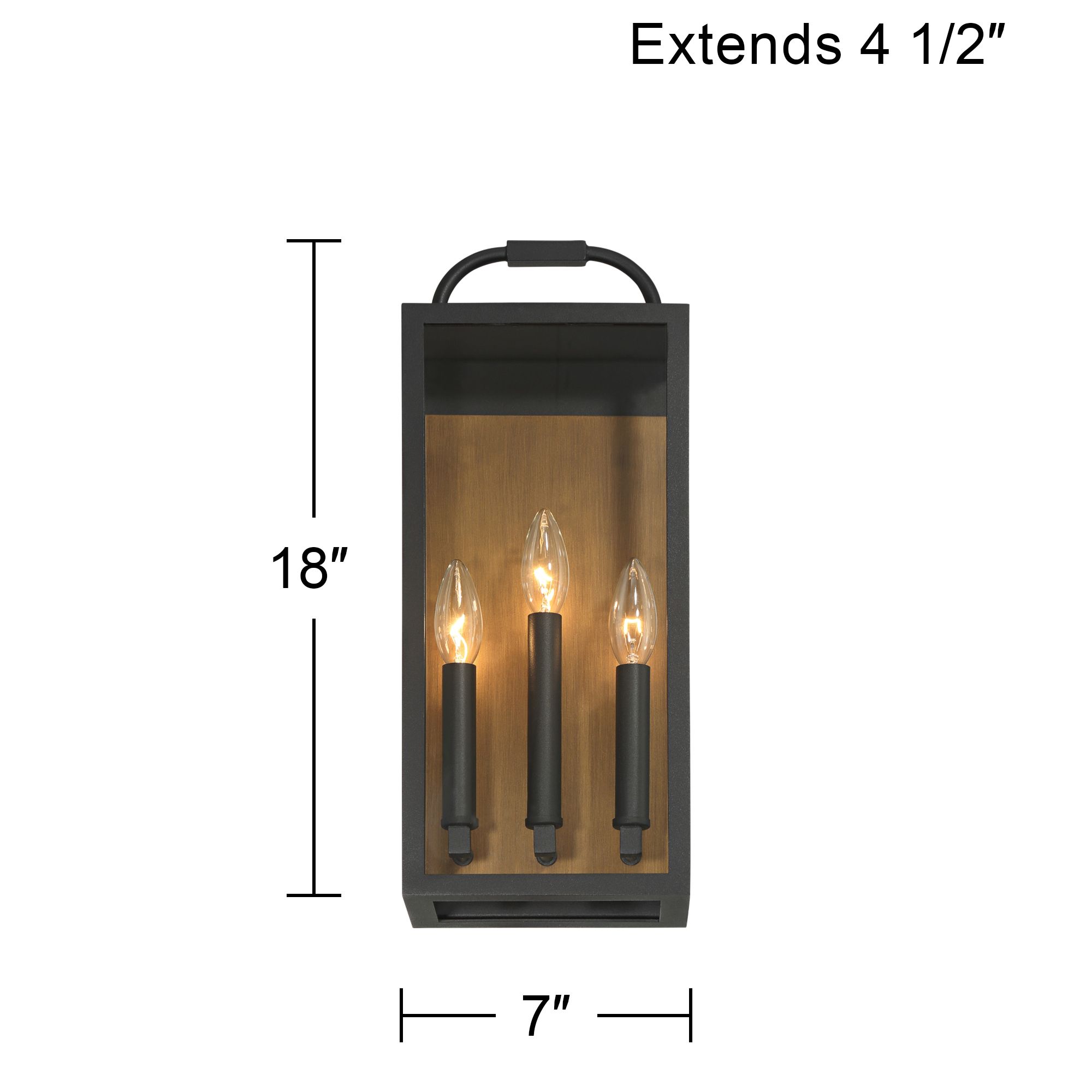 Montague 18"H Sand Black and Antique Brass 3-Light Outdoor Wall Light