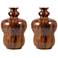 Montana 10" High Wood Grain Ceramic Vases - Set of 2 