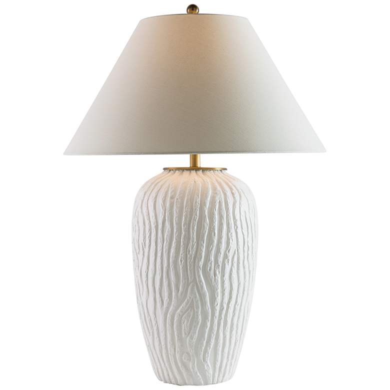 Image 2 Montana Matte White Glaze Textured Wood Porcelain Table Lamp