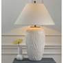 Montana Matte White Glaze Textured Wood Porcelain Table Lamp