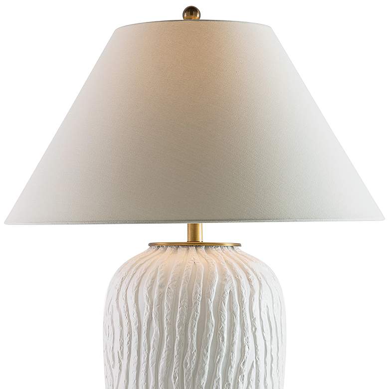 Image 3 Montana Matte White Glaze Textured Wood Porcelain Table Lamp more views