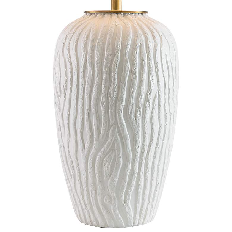 Image 4 Montana Matte White Glaze Textured Wood Porcelain Table Lamp more views