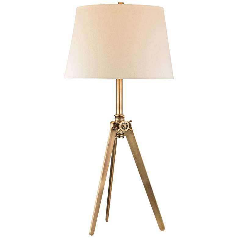 Image 1 Montana Pointed Antique Brass Metal Tripod Table Lamp