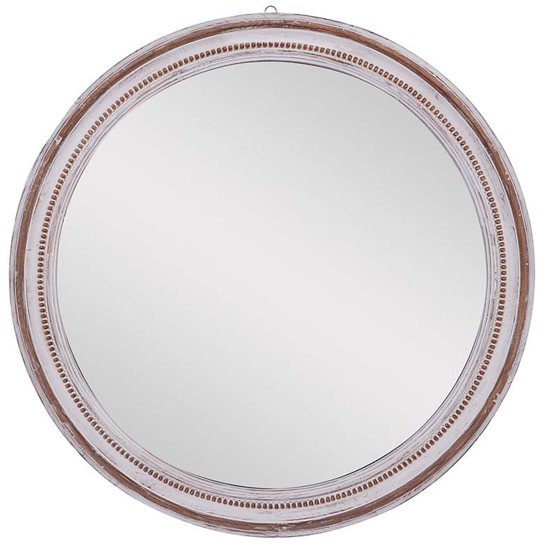 Image 2 Montara Matte White Wood 37 inch Round Wall Mirror