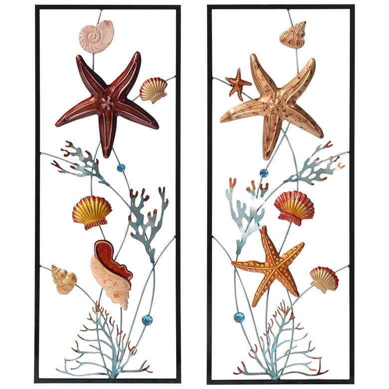 Image 1 Montauk 29 1/4" High 2-Piece Metal Framed Wall Art Set