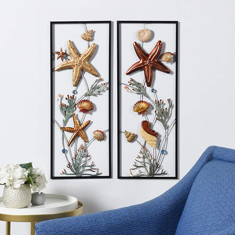 Image 1 Montauk 29 1/4" High 2-Piece Metal Framed Wall Art Set