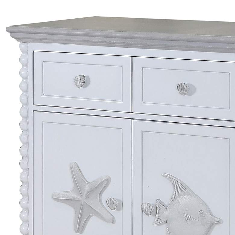 Image 3 Montauk 60" Wide Blue and Gray Wood 4-Door 4-Drawer Cabinet more views