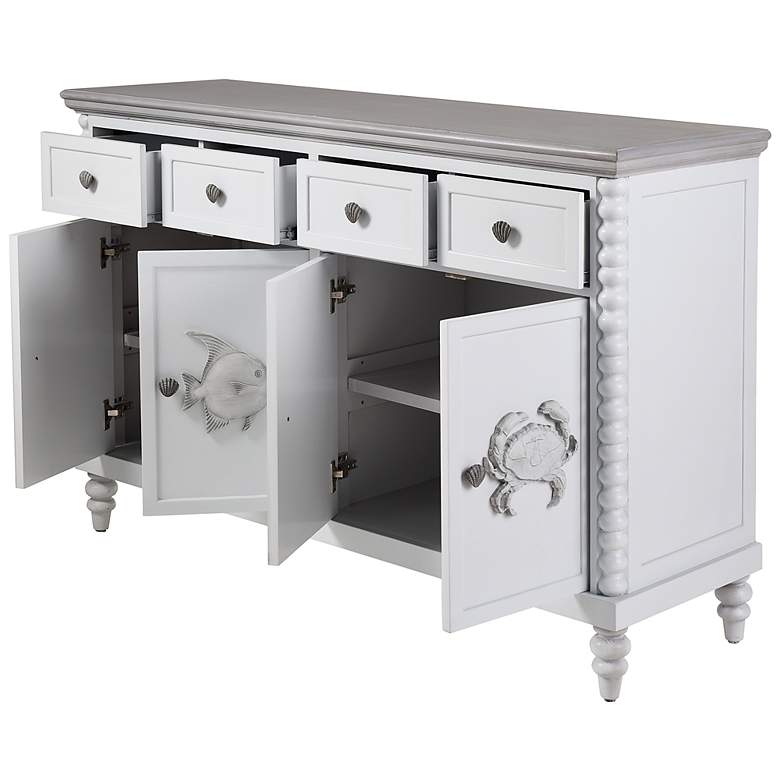 Image 7 Montauk 60" Wide Blue and Gray Wood 4-Door 4-Drawer Cabinet more views