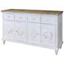 Montauk Beige and White Scallop and Seahorse Pattern Cabinet