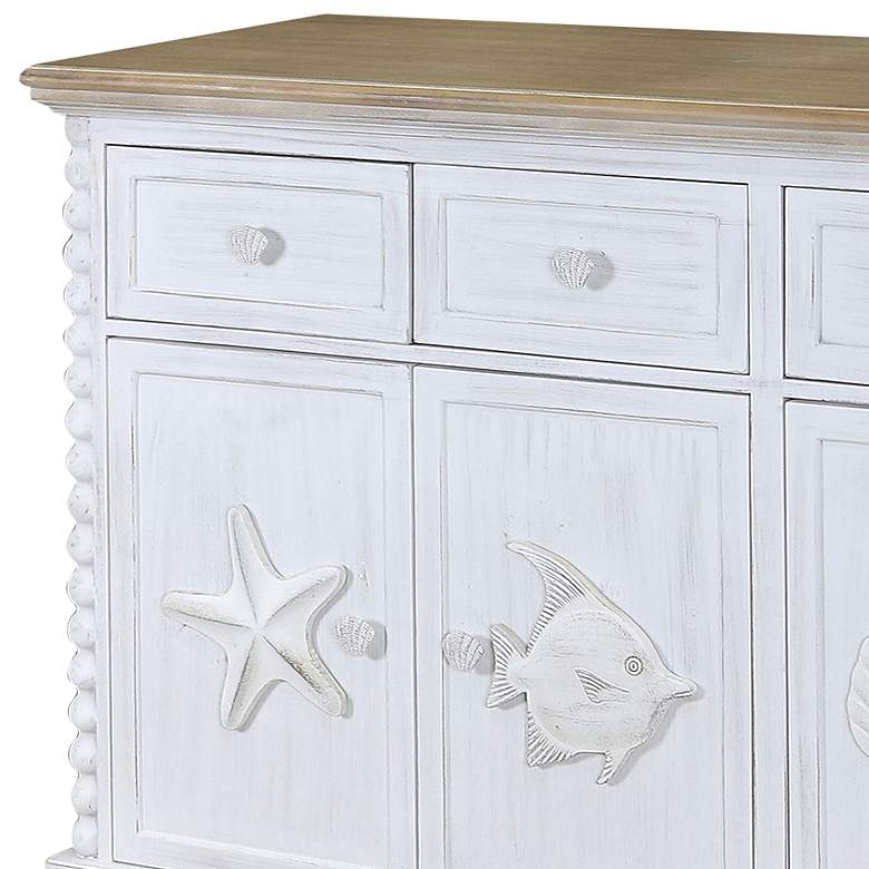 Image 2 Montauk Beige and White Scallop and Seahorse Pattern Cabinet more views