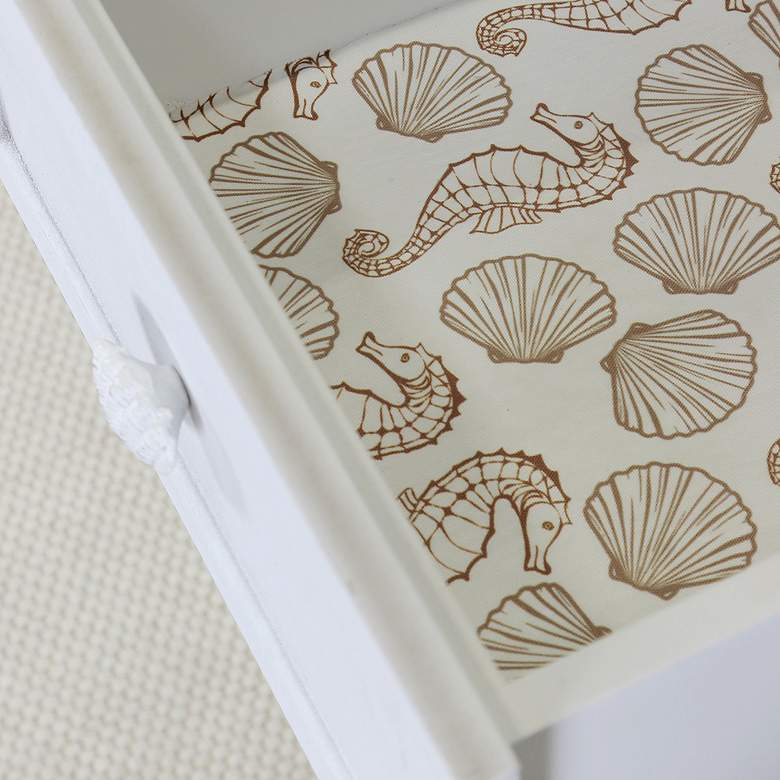 Image 4 Montauk Beige and White Scallop and Seahorse Pattern Cabinet more views