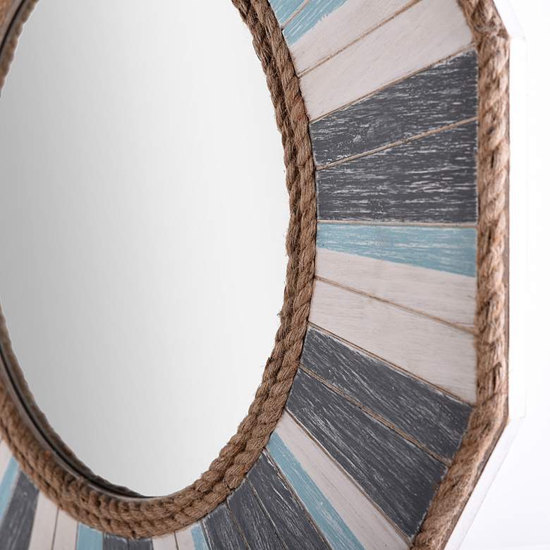 Image 3 Montauk Gray and Blue 32 3/4 inch Round Wall Mirror more views