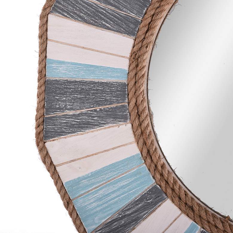 Image 4 Montauk Gray and Blue 32 3/4 inch Round Wall Mirror more views