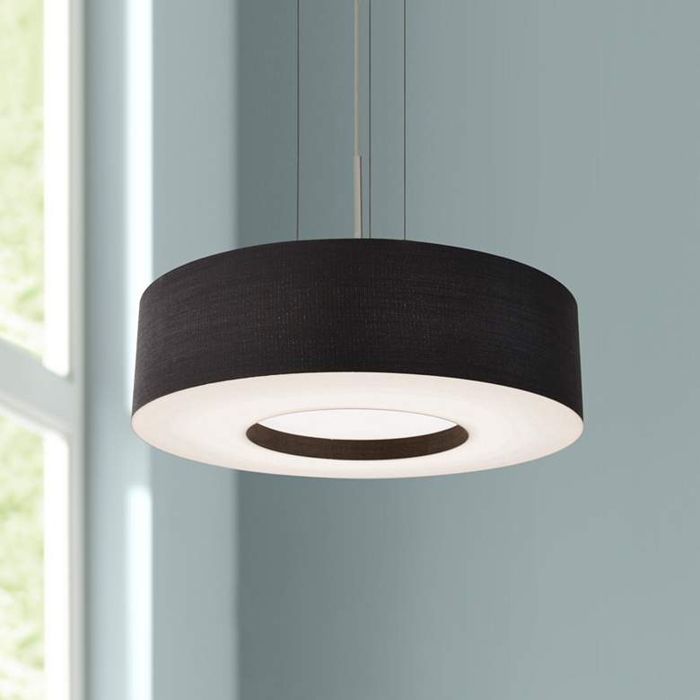 Image 1 Montclair 15"W Nickel Black Fabric LED Mini Pendant Light