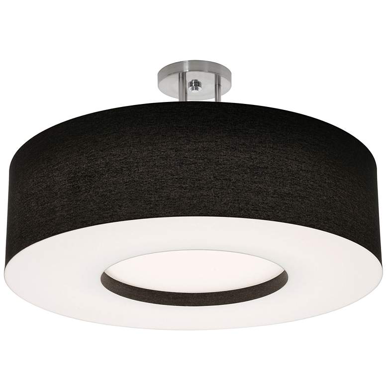 Image 1 Montclair 24 inch Wide Satin Nickel LED Semi-Flush Mount With Black Shade