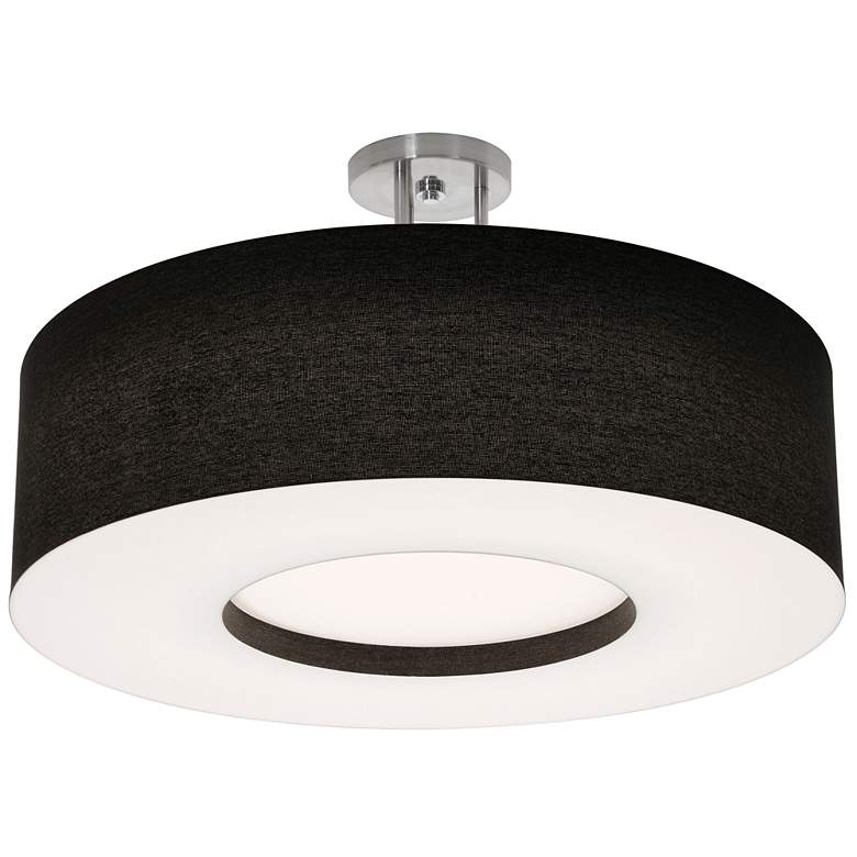Image 1 Montclair 24" Wide Satin Nickel LED Semi-Flush Mount With Black Shade