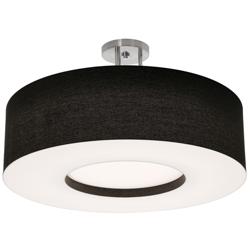 Montclair 24&quot; Wide Satin Nickel LED Semi-Flush Mount With Black Shade