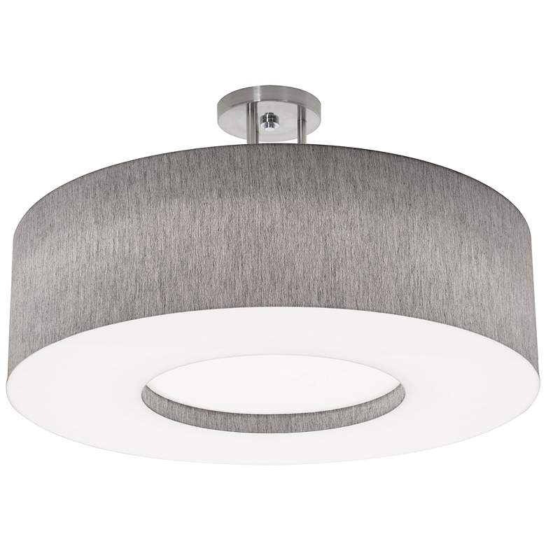 Image 1 Montclair 24" Wide Satin Nickel LED Semi-Flush Mount With Grey Shade