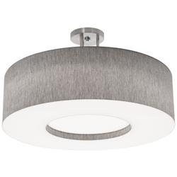 Montclair 24&quot; Wide Satin Nickel LED Semi-Flush Mount With Grey Shade