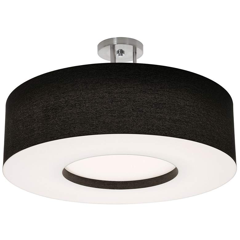 Image 1 Montclair 24" Wide Satin Nickel Semi-Flush Mount With Black Shade