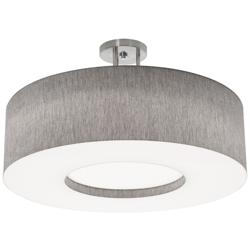 Montclair 24&quot; Wide Satin Nickel Semi-Flush Mount With Grey Shade